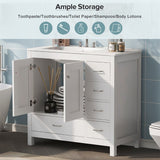 36" Bathroom Vanity with Ceramic Sink Combo w/ 2 Soft-close Doors