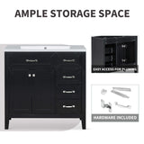 36" Bathroom Vanity with Sink Combo, Blue Bathroom Cabinet with Drawers, Solid Frame and MDF Board