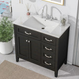 36" Bathroom Vanity with Sink Combo, Blue Bathroom Cabinet with Drawers, Solid Frame and MDF Board