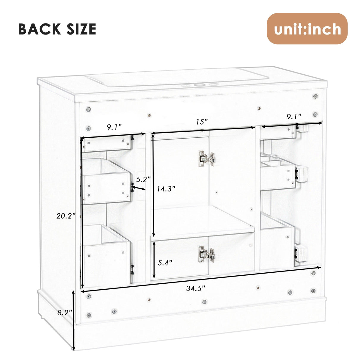 36" Bathroom Vanity with Sink Combo,One Cabinet and Six Drawers