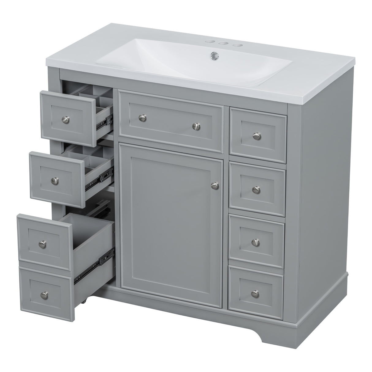 36" Bathroom Vanity with Sink Combo,One Cabinet and Six Drawers