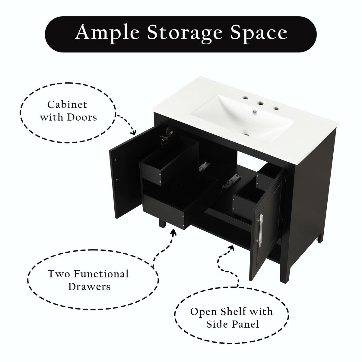 36" Bathroom Vanity with Sink, Multi-functional Cabinet