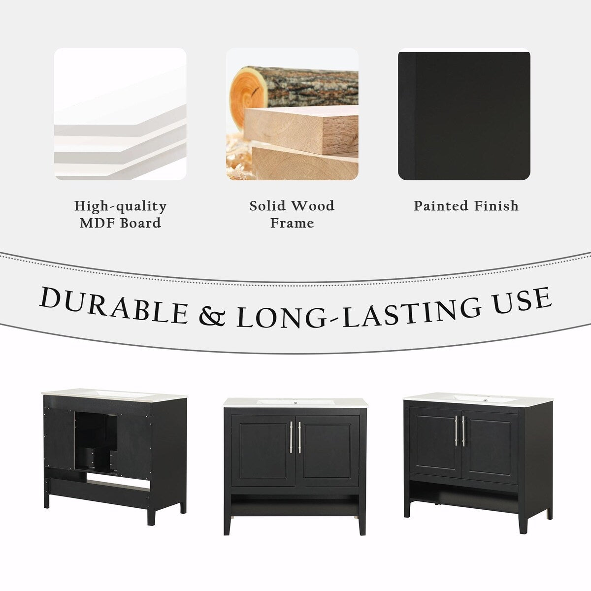 36" Bathroom Vanity with Sink, Multi-functional Cabinet