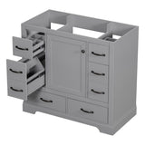 36" Bathroom Vanity without Sink, Cabinet Base Only, Six Drawers, Multi-Functional Drawer Divider, Adjustable Shelf