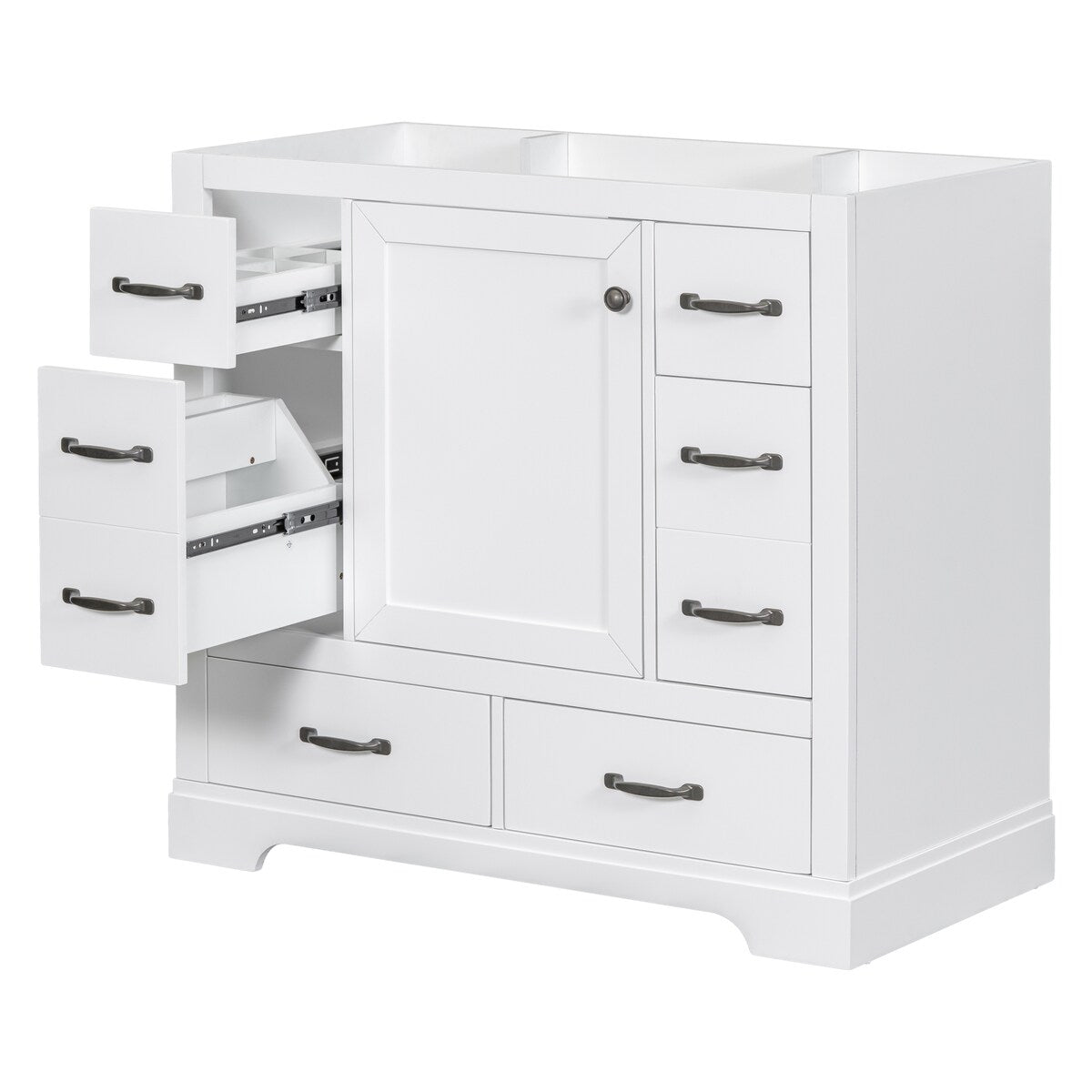 36" Bathroom Vanity without Sink, Cabinet Base Only, Six Drawers, Multi-Functional Drawer Divider, Adjustable Shelf