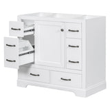 36" Bathroom Vanity without Sink, Cabinet Base Only, Six Drawers, Multi-Functional Drawer Divider, Adjustable Shelf