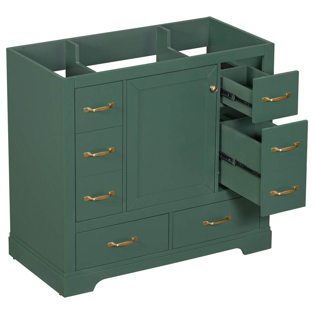 36" Bathroom Vanity without Sink, Cabinet Base Only, Six Drawers, Multi-Functional Drawer Divider, Adjustable Shelf