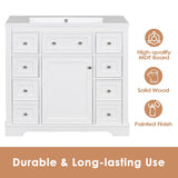 36" Bathroom Vanity without Sink, Cabinet Base Only, Six Drawers, Multi-Functional Drawer Divider, Adjustable Shelf