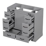 36" Bathroom Vanity without Sink, Cabinet Base Only, Six Drawers, Multi-Functional Drawer Divider, Adjustable Shelf