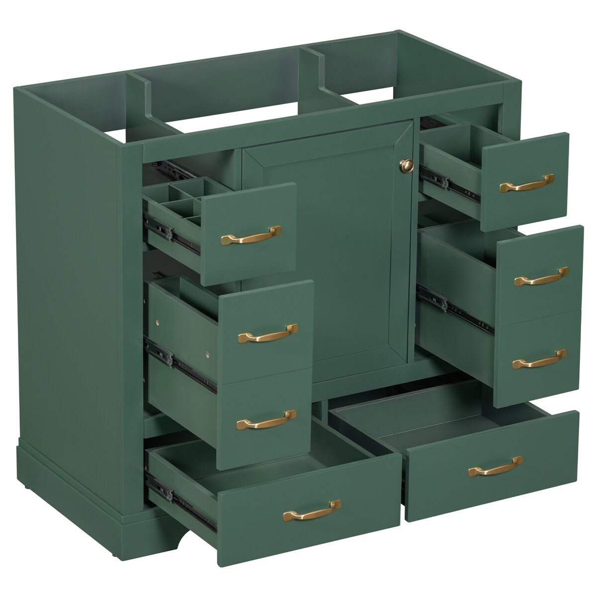 36" Bathroom Vanity without Sink, Cabinet Base Only, Six Drawers, Multi-Functional Drawer Divider, Adjustable Shelf