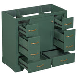 36" Bathroom Vanity without Sink, Cabinet Base Only, Six Drawers, Multi-Functional Drawer Divider, Adjustable Shelf