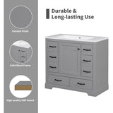 36" Bathroom Vanity without Sink, Cabinet Base Only, Six Drawers, Multi-Functional Drawer Divider, Adjustable Shelf