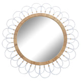 36" Daisy Wall Mirror, White, Round, 37"H, Solid Color - 36" x 2" x 37"