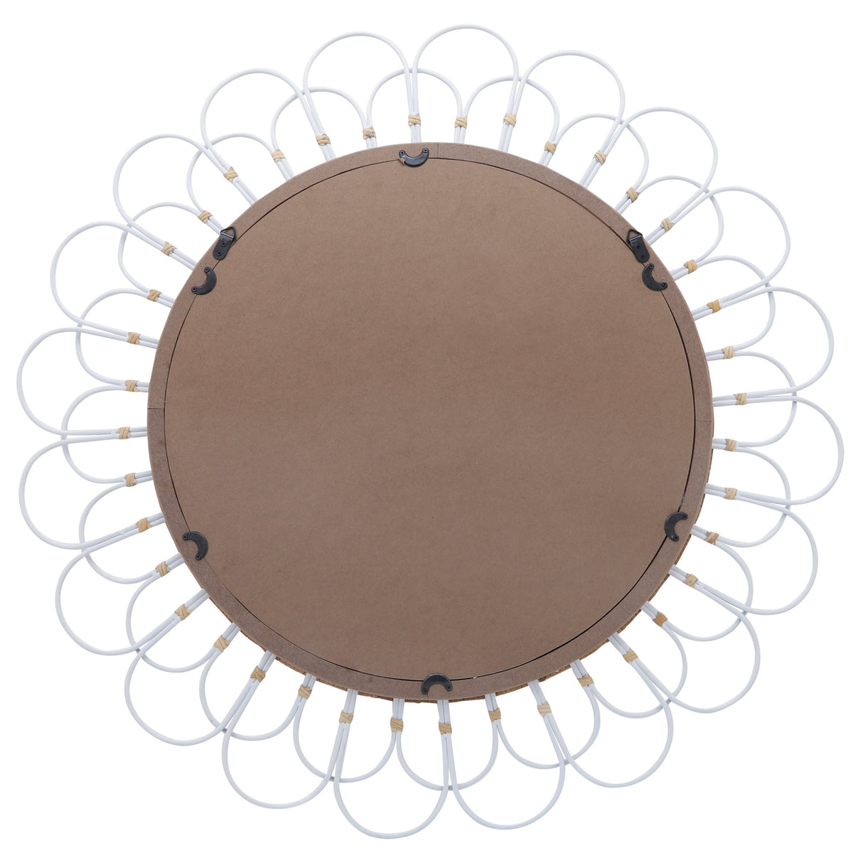 36" Daisy Wall Mirror, White, Round, 37"H, Solid Color - 36" x 2" x 37"