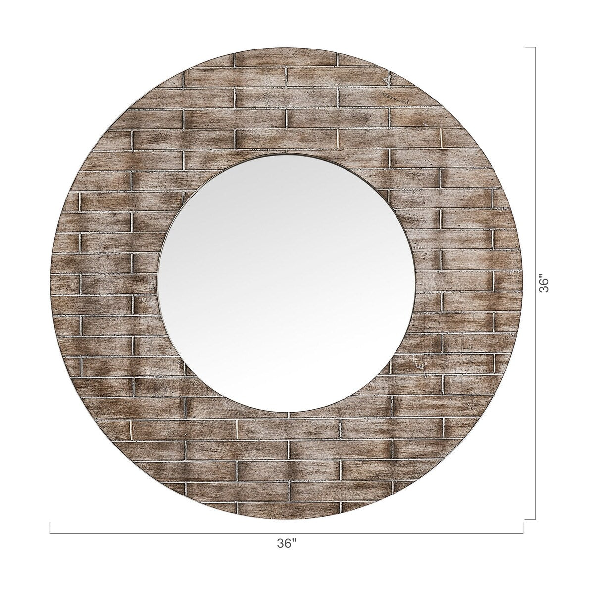 36" Farmhouse Round Wood Decoration Wall Mirror - 36" H x 36" W