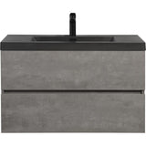 36" Floating Bathroom Vanity with Sink, Wall-Mounted Bathroom Storage Vanity with Quartz Sand Top Basin and Soft Close Drawers