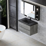 36" Floating Bathroom Vanity with Sink, Wall-Mounted Bathroom Storage Vanity with Quartz Sand Top Basin and Soft Close Drawers
