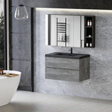36" Floating Bathroom Vanity with Sink, Wall-Mounted Bathroom Storage Vanity with Quartz Sand Top Basin and Soft Close Drawers