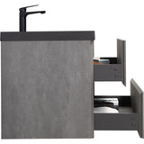 36" Floating Bathroom Vanity with Sink, Wall-Mounted Bathroom Storage Vanity with Quartz Sand Top Basin and Soft Close Drawers