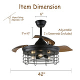 Oaks Aura 42-In Industrial 3-blade retractable Ceiling Fan with Remote Control