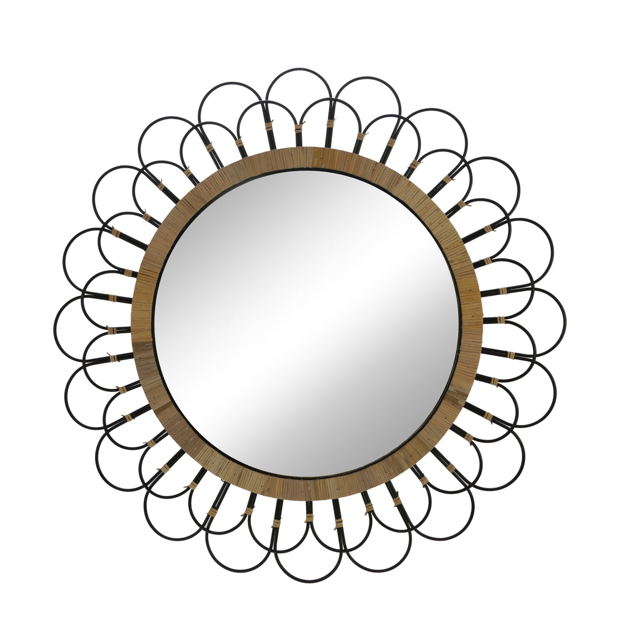 Sagebrook Home 36" Round Daisy Metal Wall Mirror, Contemporary Hanging Mirror