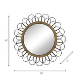 Sagebrook Home 36" Round Daisy Metal Wall Mirror, Contemporary Hanging Mirror