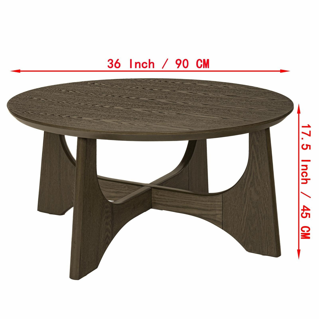 36" Round Wooden Coffee Table: Elegant Centerpiece for Living Room and Reception