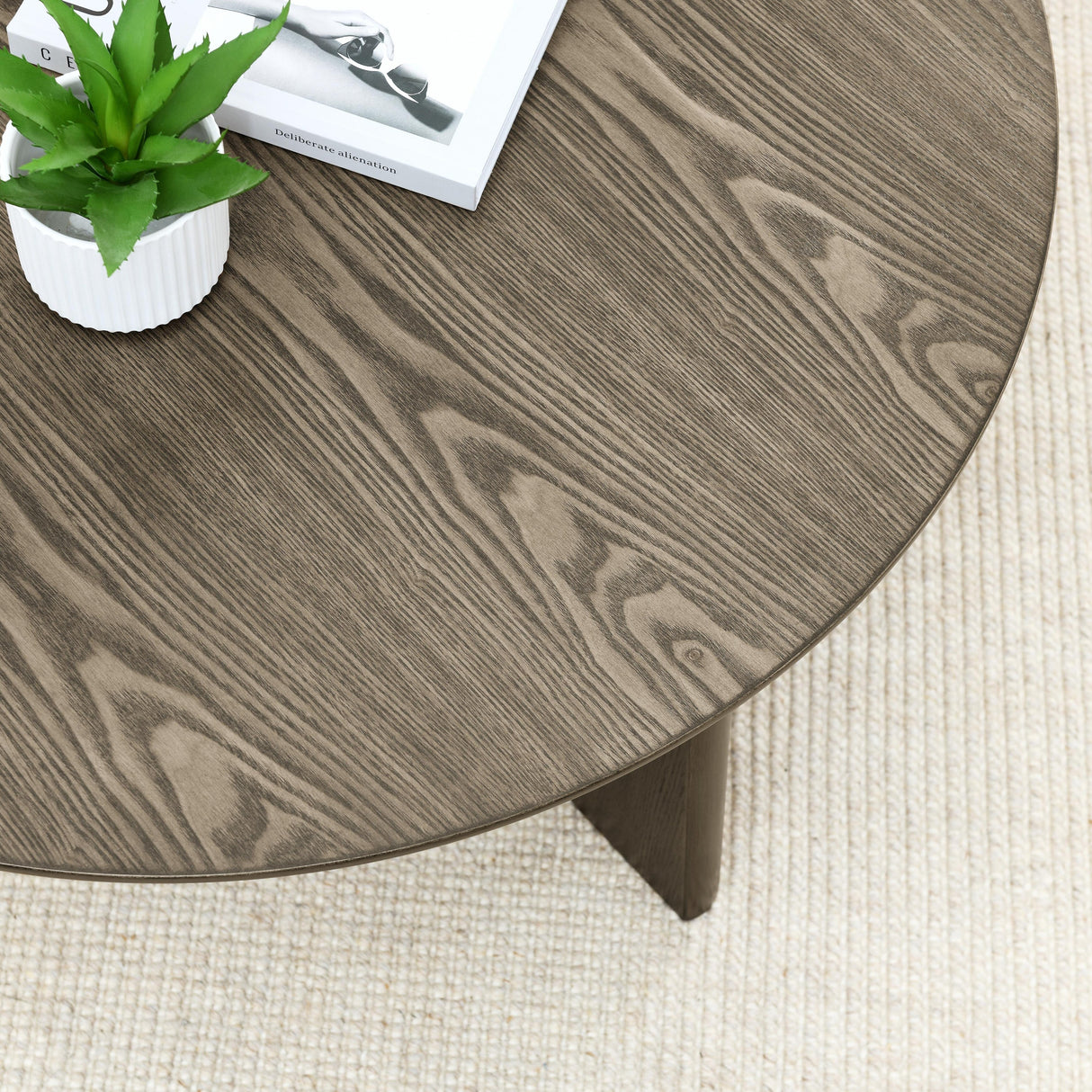 36" Round Wooden Coffee Table: Elegant Centerpiece for Living Room and Reception