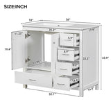 36" White Bathroom Vanity with Ceramic Sink Combo