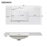 36" White Bathroom Vanity with Ceramic Sink Combo