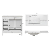 36" White Bathroom Vanity with Ceramic Sink Combo, 2 Soft-close doors and 5 drawers