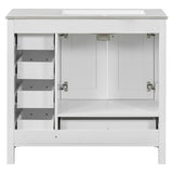 36" White Bathroom Vanity with Ceramic Sink Combo