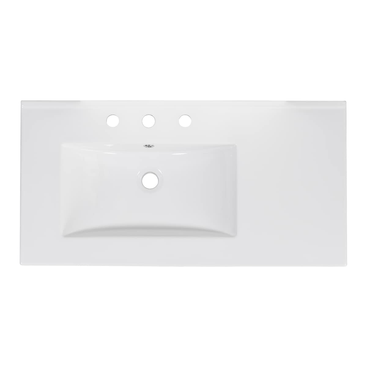 36" White Bathroom Vanity with Ceramic Sink Combo