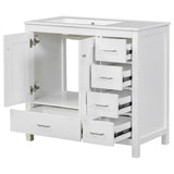 36" White Bathroom Vanity with Ceramic Sink Combo
