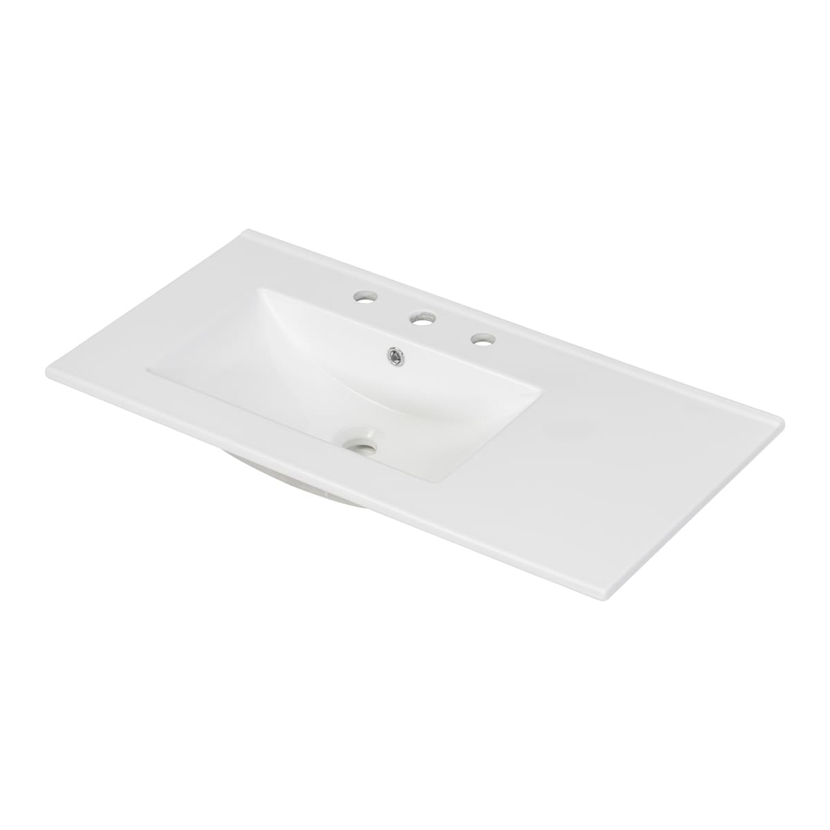 36" White Bathroom Vanity with Ceramic Sink Combo