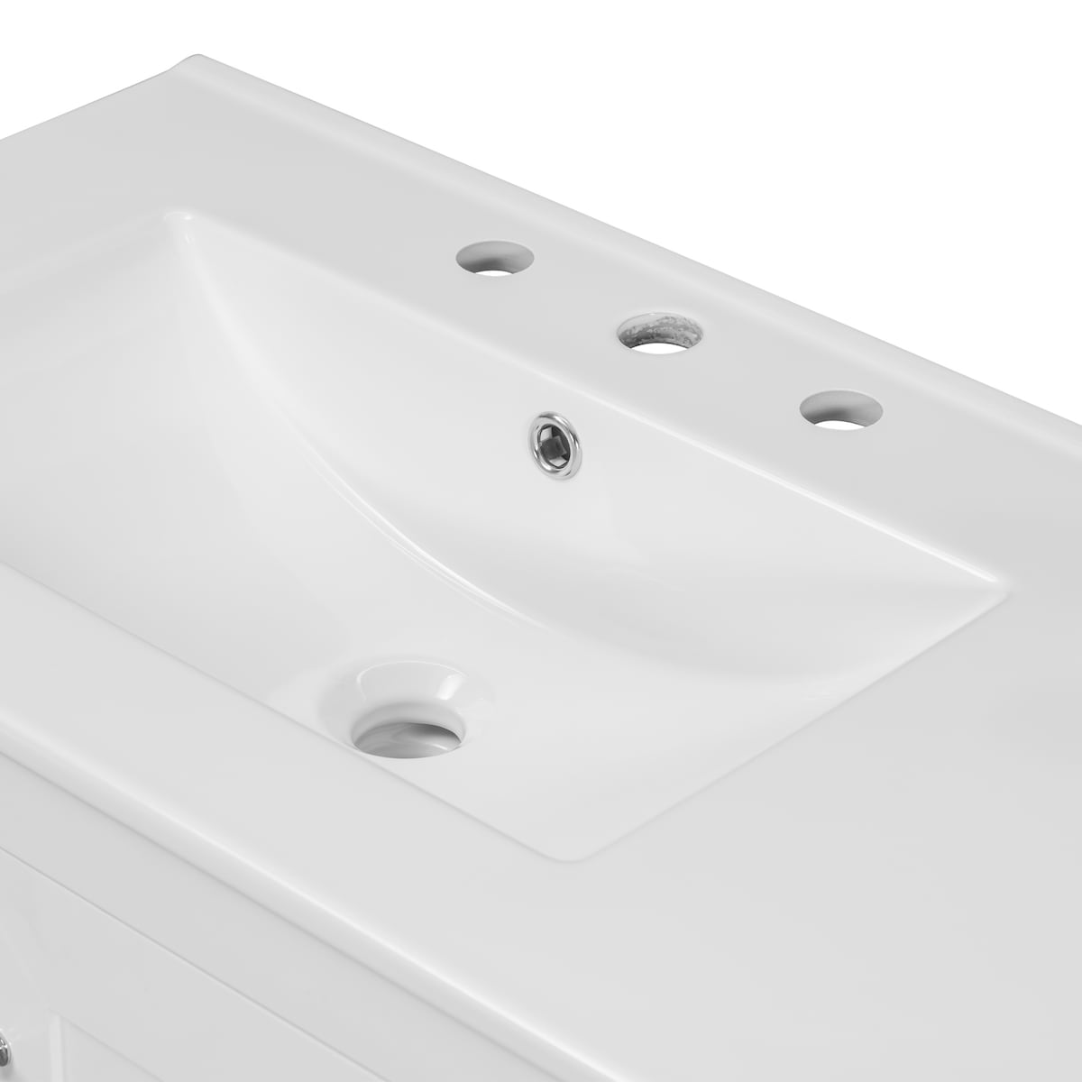 36" White Bathroom Vanity with Ceramic Sink Combo