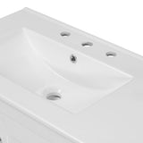 36" White Bathroom Vanity with Ceramic Sink Combo