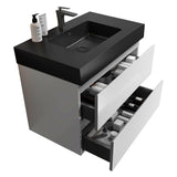 36"Bathroom Vanity with Sink,Storage Wall Mounted Floating Bathroom Vanity,One-Piece Black Sink Basin without Drain and Faucet