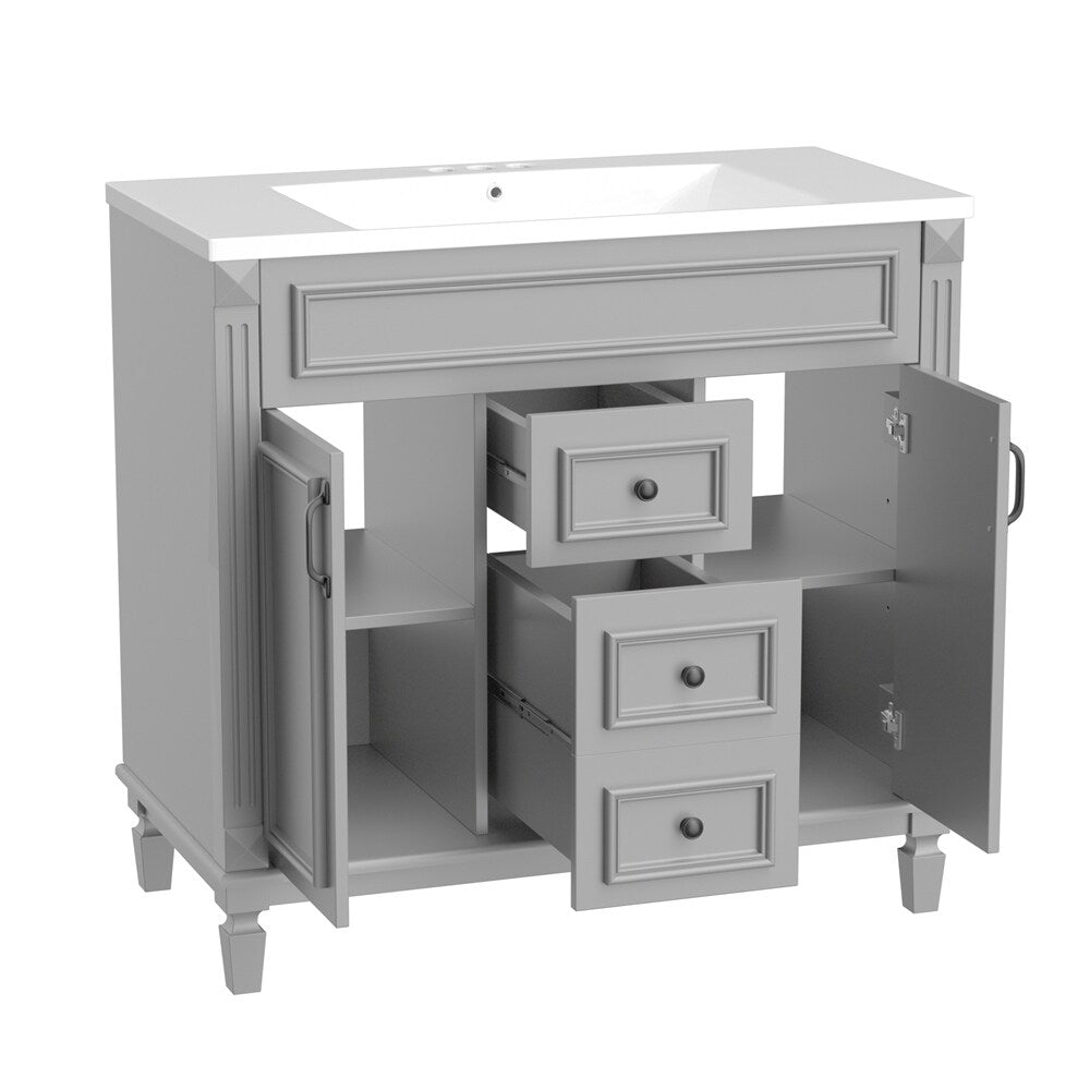 36"Modern Bathroom Vanity with Top Sink and Storage