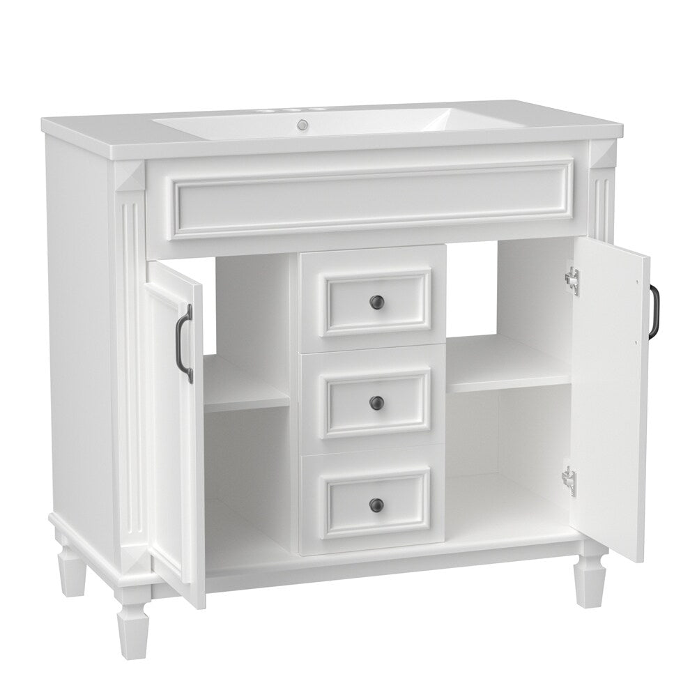 36"Modern Bathroom Vanity with Top Sink and Storage