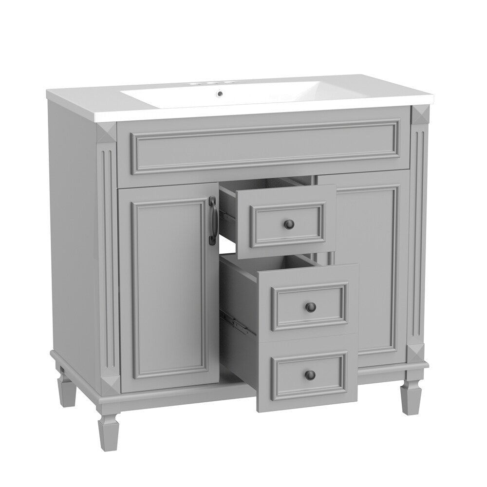 36"Modern Bathroom Vanity with Top Sink and Storage