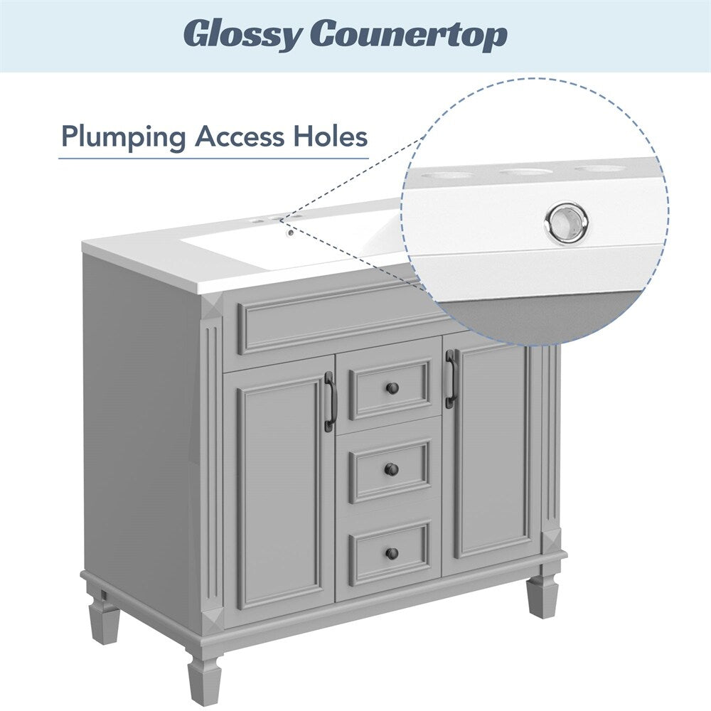 36"Modern Bathroom Vanity with Top Sink and Storage