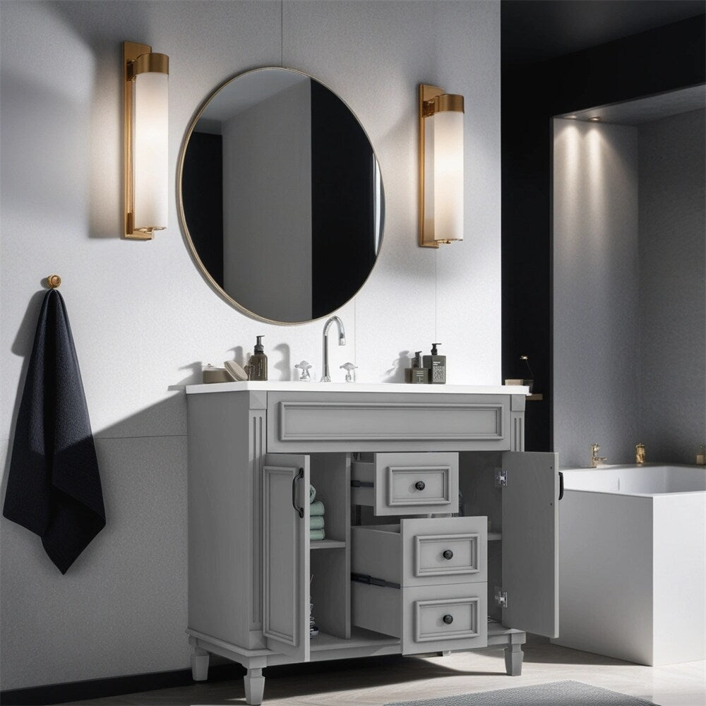 36"Modern Bathroom Vanity with Top Sink and Storage