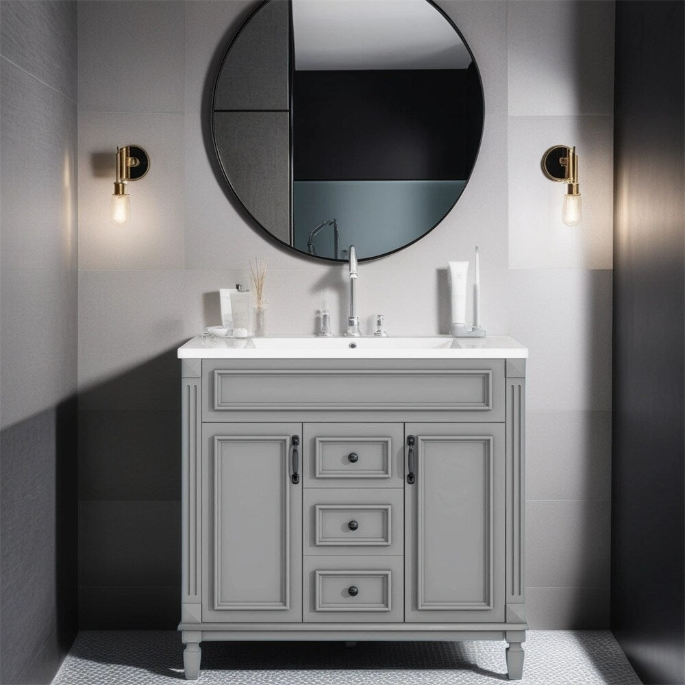 36"Modern Bathroom Vanity with Top Sink and Storage