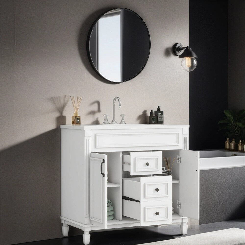 36"Modern Bathroom Vanity with Top Sink and Storage