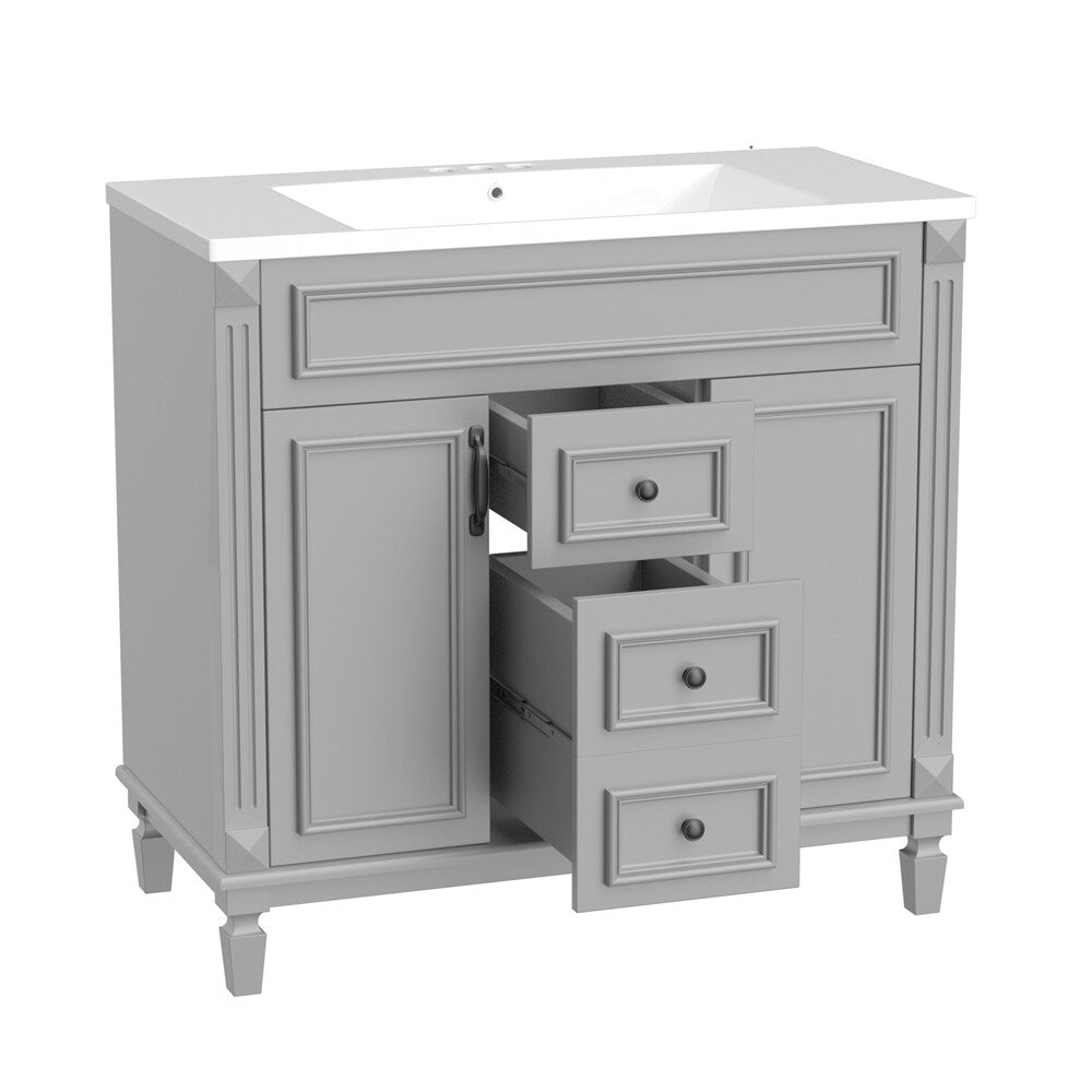 36"Modern Bathroom Vanity with Top Sink and Storage