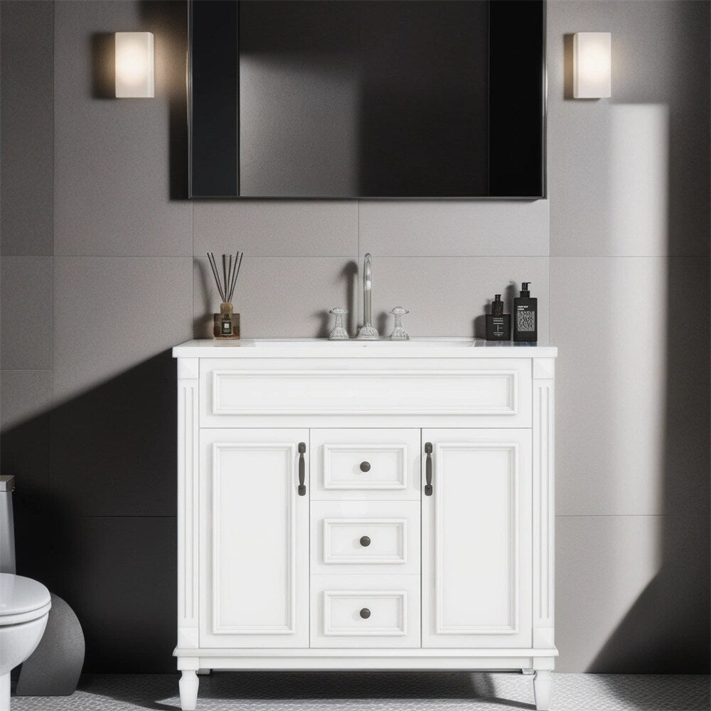36"Modern Bathroom Vanity with Top Sink and Storage