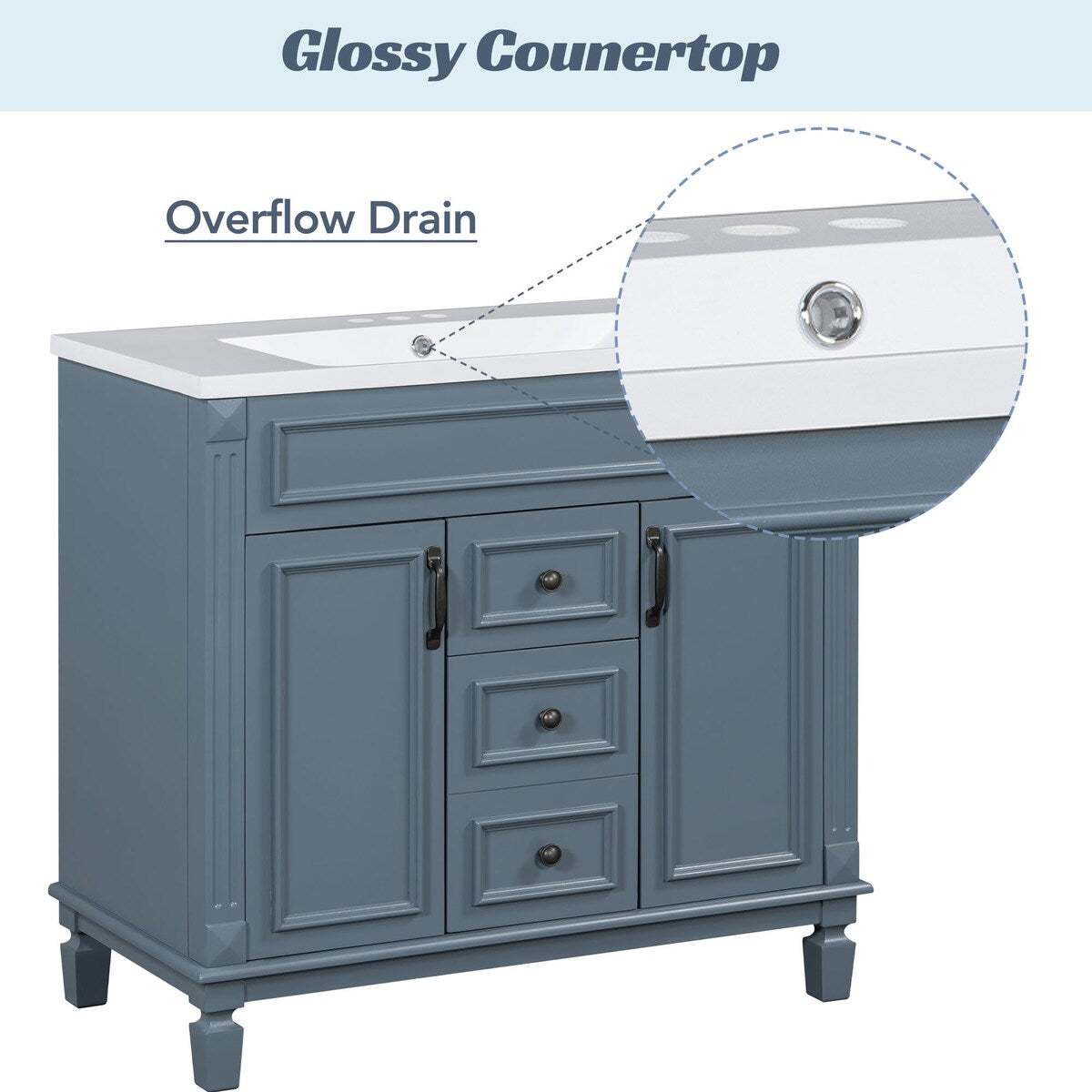 36'' Bathroom Vanity Combo Set with Mirror Cabinet, Modern Bathroom Storage Cabinet with 2 Soft Closing Doors and 2 Drawers