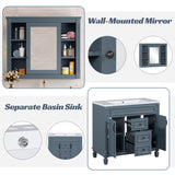 36'' Bathroom Vanity Combo Set with Mirror Cabinet, Modern Bathroom Storage Cabinet with 2 Soft Closing Doors and 2 Drawers