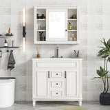 36'' Bathroom Vanity Combo Set with Mirror Cabinet, Modern Bathroom Storage Cabinet with 2 Soft Closing Doors and 2 Drawers